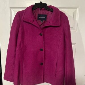 Lands' End Women's Fuchsia Plum Pea Coat